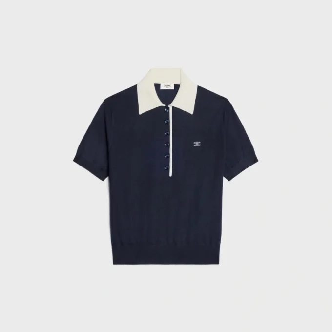 Sweter polo z delikatnego kaszmiru i jedwabiu Sweter polo z delikatnego kaszmiru i jedwabiu