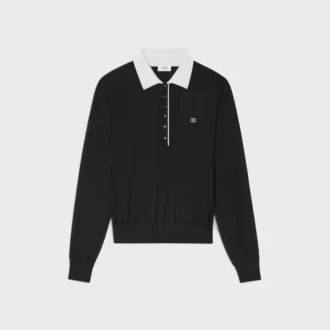 Sweter polo z delikatnego kaszmiru i jedwabiu