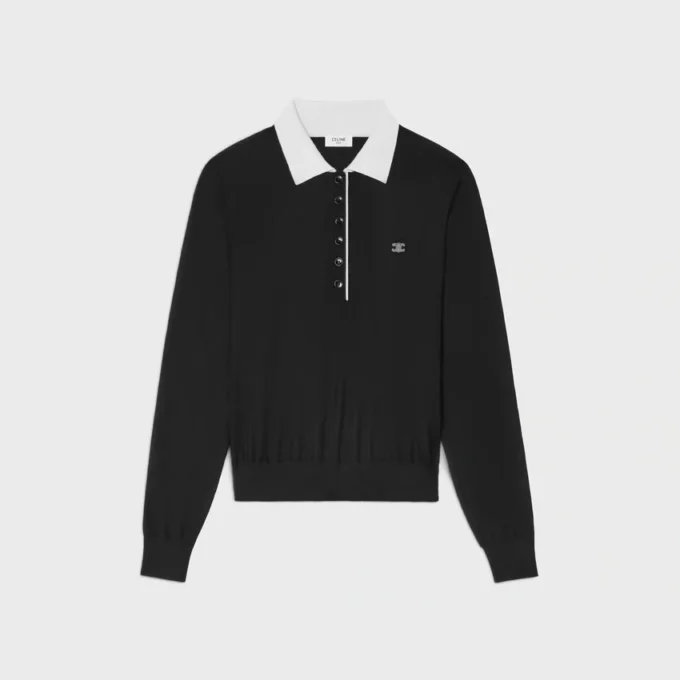 Sweter polo z delikatnego kaszmiru i jedwabiu