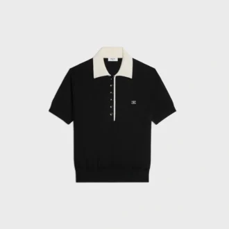 Sweter polo z delikatnego kaszmiru i jedwabiu