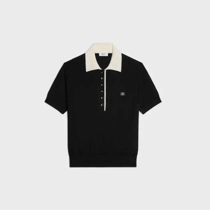 Sweter polo z delikatnego kaszmiru i jedwabiu