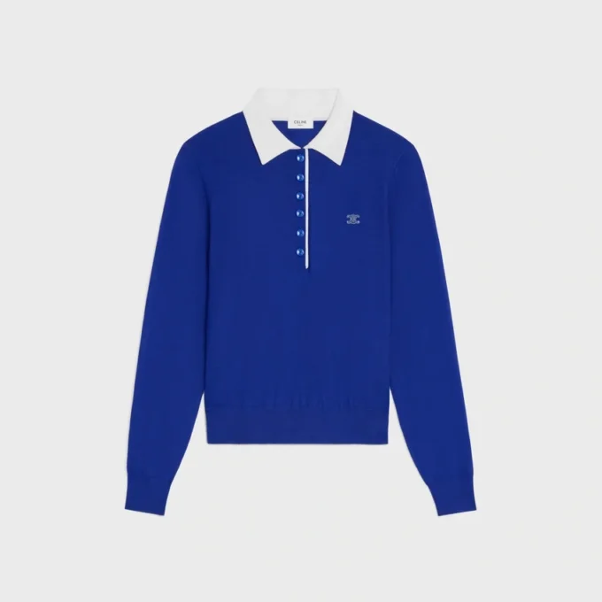 Sweter polo z delikatnego kaszmiru i jedwabiu