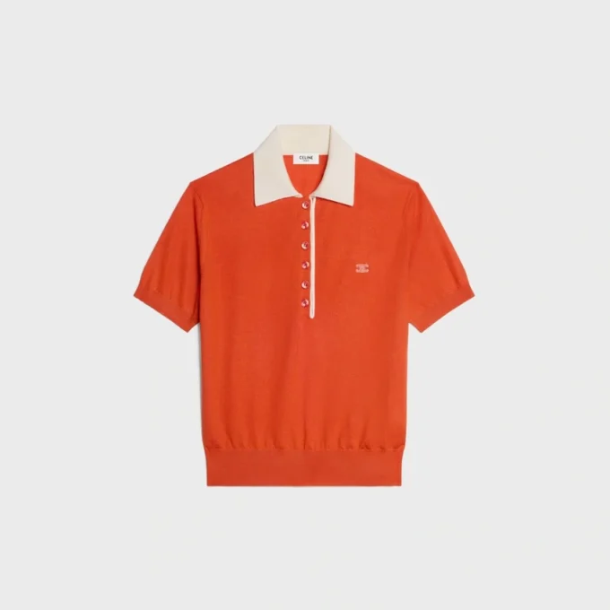 Sweter polo z delikatnego kaszmiru i jedwabiu Sweter polo z delikatnego kaszmiru i jedwabiu