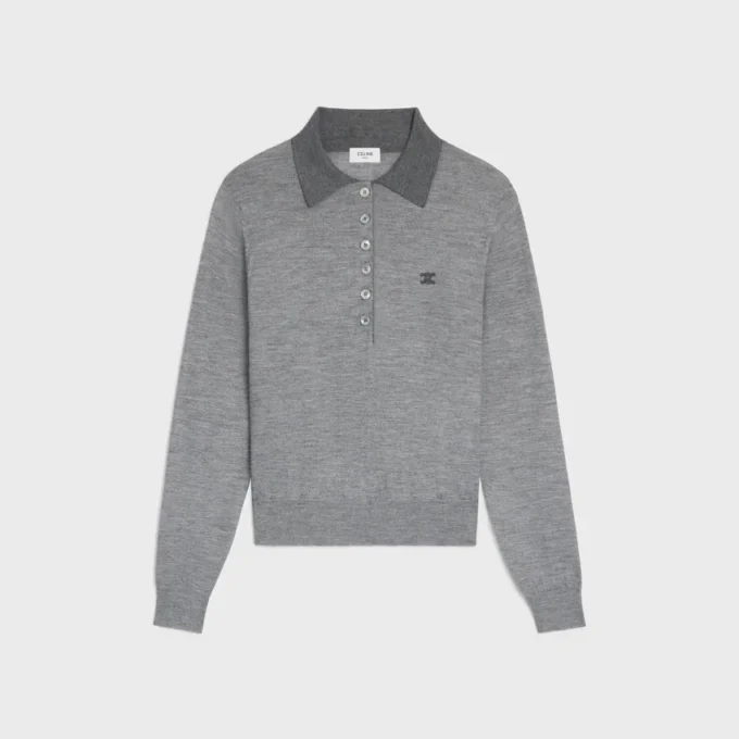 Sweter polo z delikatnego kaszmiru i jedwabiu