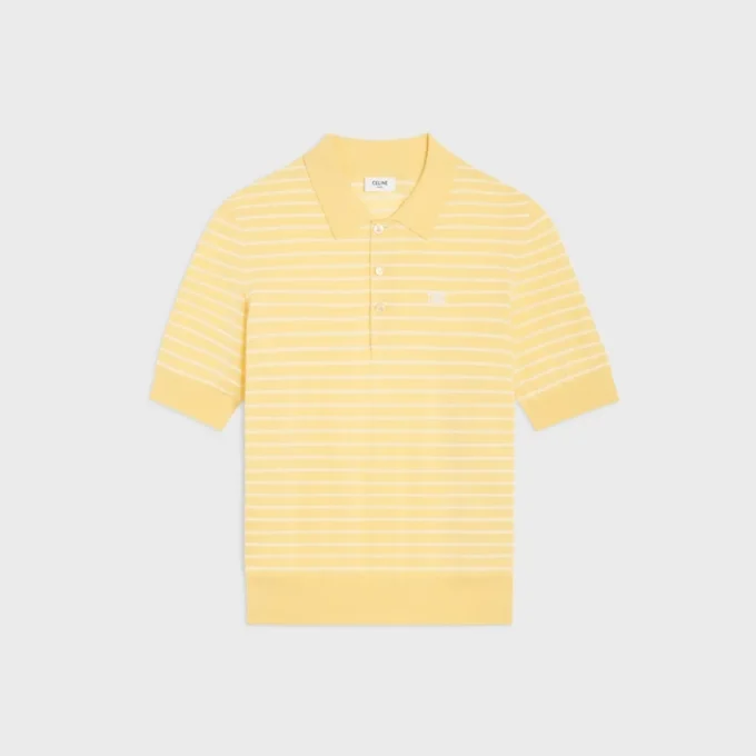 Sweter polo z krótkim rękawem z delikatnej bawełny