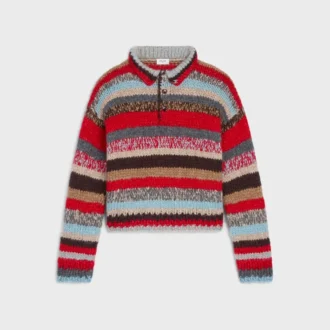 Sweter polo z mieszanki alpaki Mouline i wełny