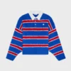 Sweter polo z szczotkowanej bawełny w paski