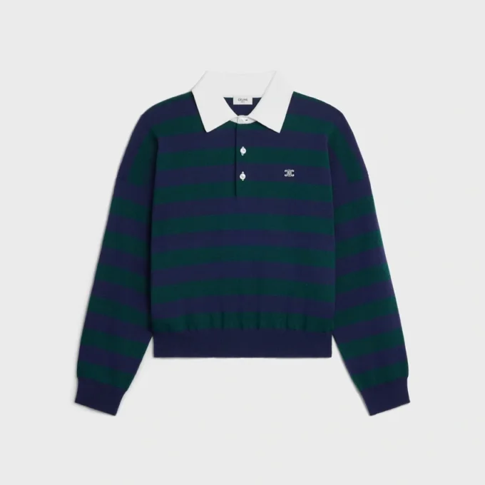 Sweter polo z wełny w paski Sweter polo z wełny w paski