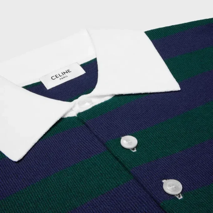 Sweter polo z wełny w paski Sweter polo z wełny w paski
