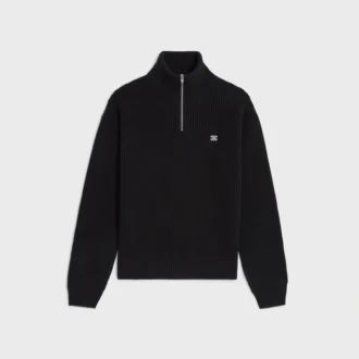 Sweter typu trucker z prążkowanej wełny