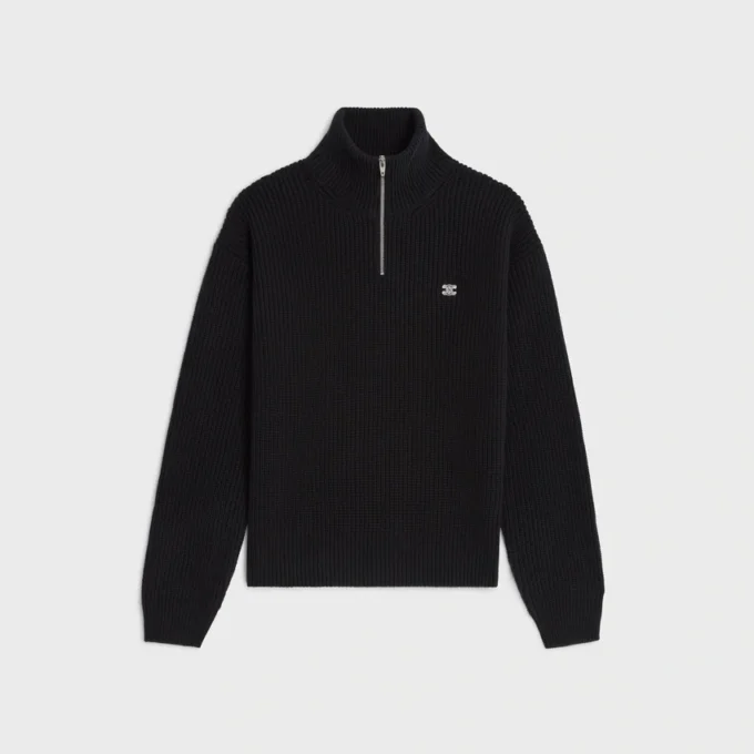 Sweter typu trucker z prążkowanej wełny Sweter typu trucker z prążkowanej wełny
