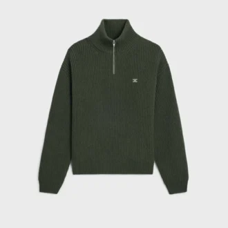 Sweter typu trucker z prążkowanej wełny