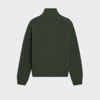 Sweter typu trucker z prążkowanej wełny
