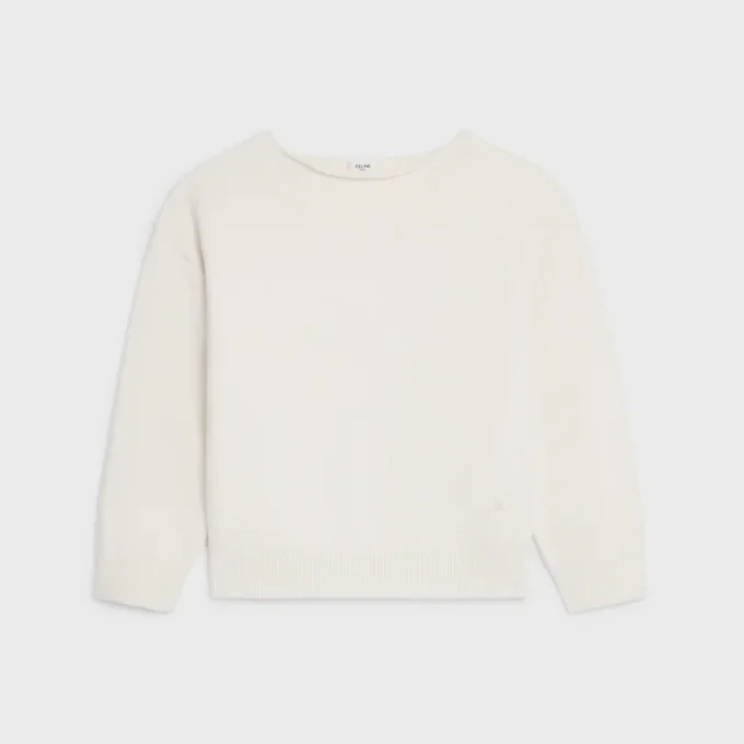 Sweter z dekoltem w łódkę z wełny i kaszmiru