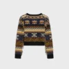 Sweter z dekoltem w serek z żakardowego kaszmiru