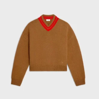 Sweter z dekoltem w serek z kaszmiru