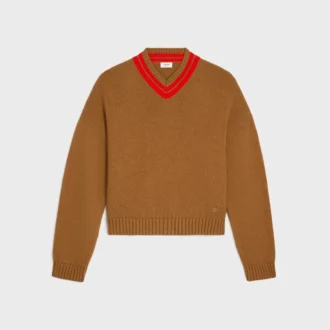 Sweter z dekoltem w serek z kaszmiru