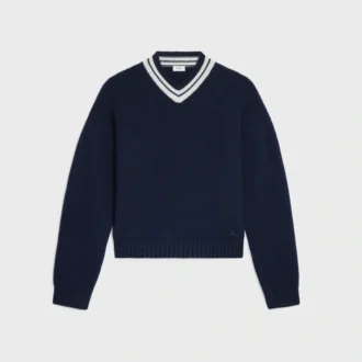 Sweter z dekoltem w serek z kaszmiru