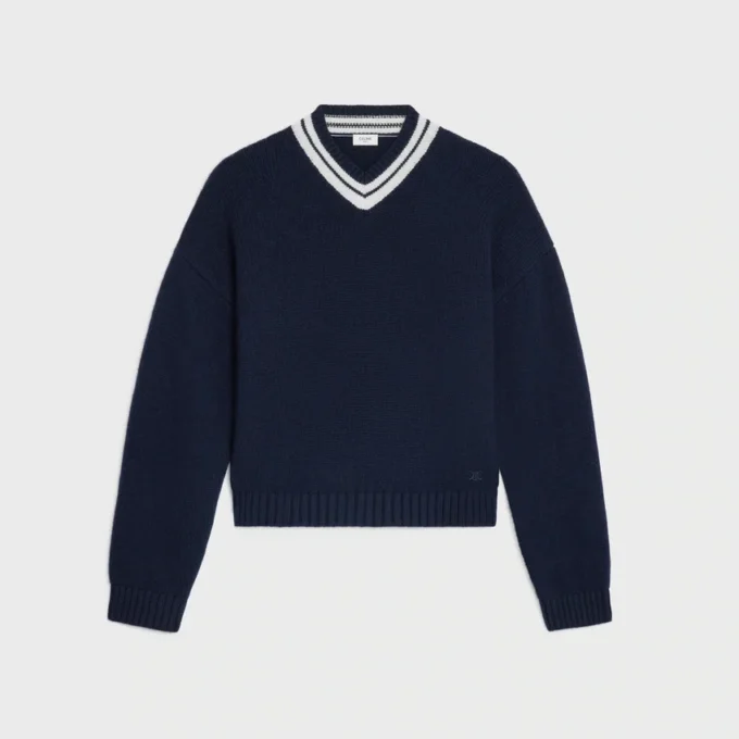 Sweter z dekoltem w serek z kaszmiru Sweter z dekoltem w serek z kaszmiru