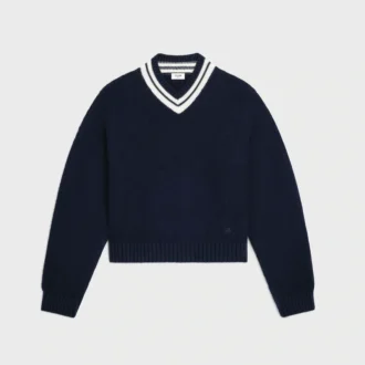 Sweter z dekoltem w serek z kaszmiru