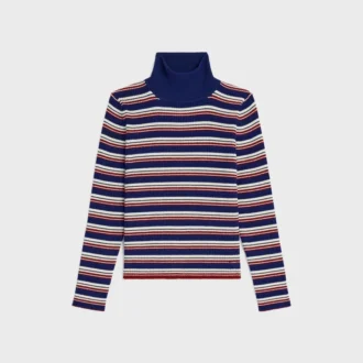 Sweter z golfem z wełny w prążki