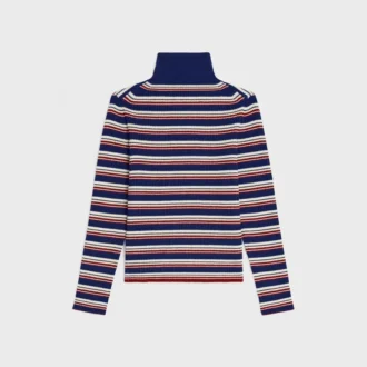 Sweter z golfem z wełny w prążki