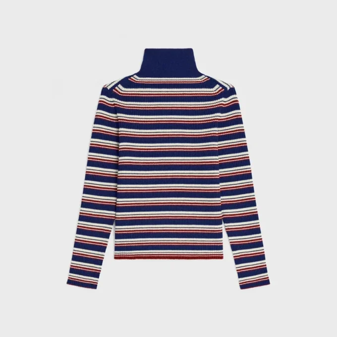 Sweter z golfem z wełny w prążki Sweter z golfem z wełny w prążki