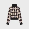 Sweter z golfem z wełny w romby