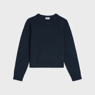 Sweter z okrągłym dekoltem z bezszwowego kaszmiru