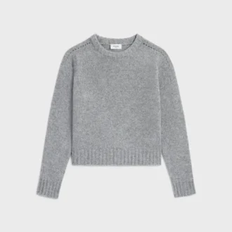 Sweter z okrągłym dekoltem z bezszwowego kaszmiru