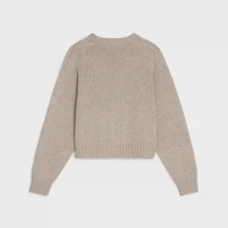 Sweter z okrągłym dekoltem z bezszwowego kaszmiru