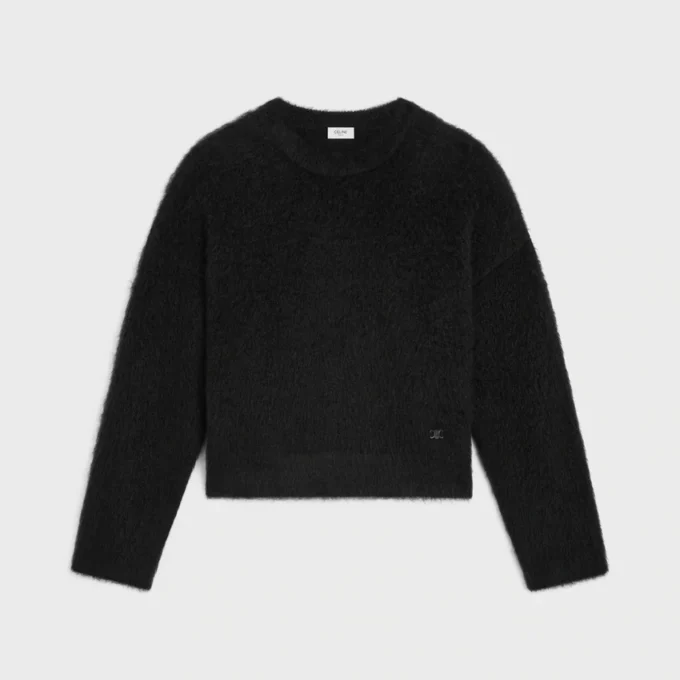 Sweter z okrągłym dekoltem z szczotkowanego moheru Sweter z okrągłym dekoltem z szczotkowanego moheru