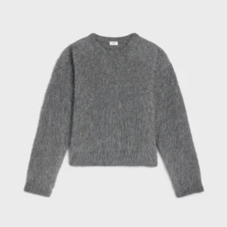 Sweter z okrągłym dekoltem z szczotkowanego moheru