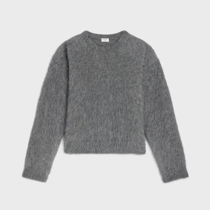 Sweter z okrągłym dekoltem z szczotkowanego moheru Sweter z okrągłym dekoltem z szczotkowanego moheru