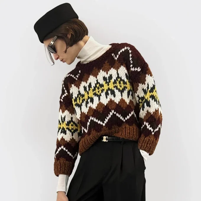 Sweter z okrągłym dekoltem z wełny Fair Isle Sweter z okrągłym dekoltem z wełny Fair Isle
