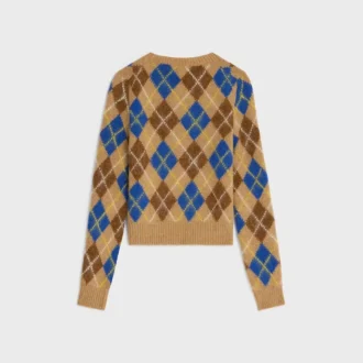 Sweter z okrągłym dekoltem z wełny w romby