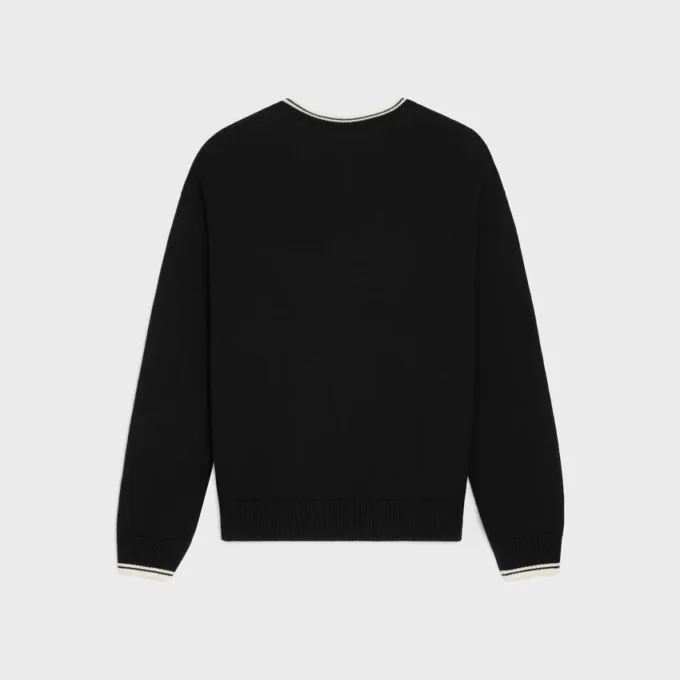 Sweter z wełny z dekoltem w serek i haftem Triomphe Sweter z wełny z dekoltem w serek i haftem Triomphe