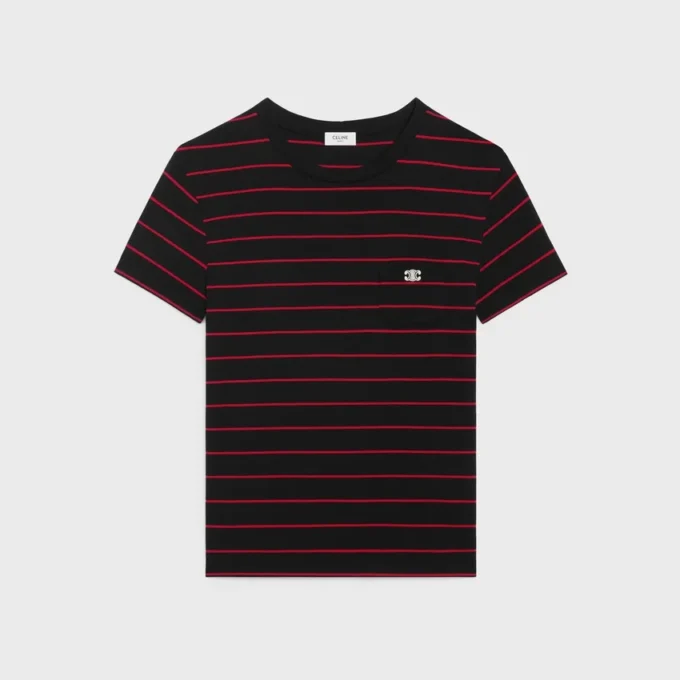 T-shirt Triomphe Regular z dzianiny w paski