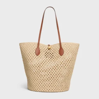 Torba Bucket Triomphe Beads Basket z rafii i skóry cielęcej
