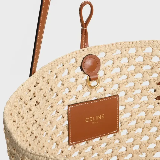 Torba Bucket Triomphe Beads Basket z rafii i skóry cielęcej Torba Bucket Triomphe Beads Basket z rafii i skóry cielęcej