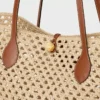 Torba Bucket Triomphe Beads Basket z rafii i skóry cielęcej Torba Bucket Triomphe Beads Basket z rafii i skóry cielęcej