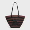 Torebka CELINE Classic Panier z rafii w paski i skóry cielęcej Torebka CELINE Classic Panier z rafii w paski i skóry cielęcej