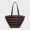 Torebka CELINE Classic Panier z rafii w paski i skóry cielęcej Torebka CELINE Classic Panier z rafii w paski i skóry cielęcej