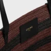 Torebka CELINE Classic Panier z rafii w paski i skóry cielęcej Torebka CELINE Classic Panier z rafii w paski i skóry cielęcej