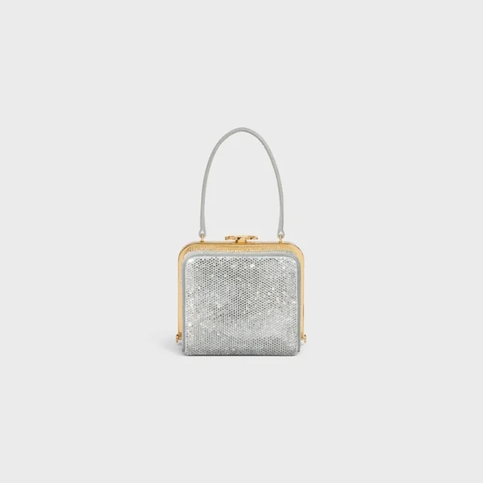 Torebka CELINE Lana Minaudiere z zamszowej skóry cielęcej ze strassami Torebka CELINE Lana Minaudiere z zamszowej skóry cielęcej ze strassami