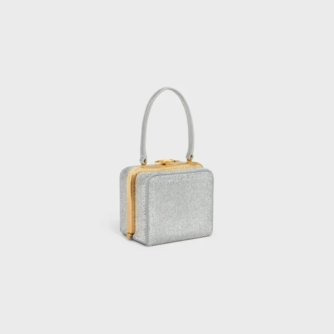 Torebka CELINE Lana Minaudiere z zamszowej skóry cielęcej ze strassami Torebka CELINE Lana Minaudiere z zamszowej skóry cielęcej ze strassami
