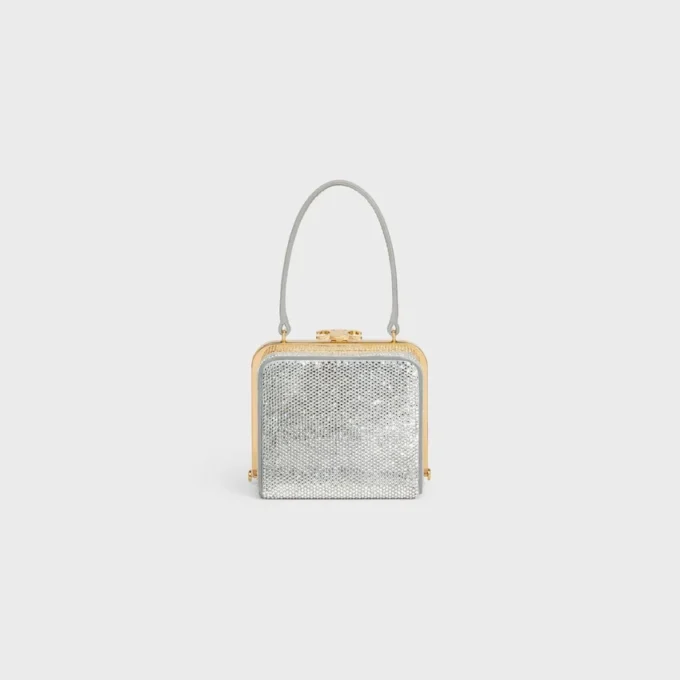 Torebka CELINE Lana Minaudiere z zamszowej skóry cielęcej ze strassami Torebka CELINE Lana Minaudiere z zamszowej skóry cielęcej ze strassami